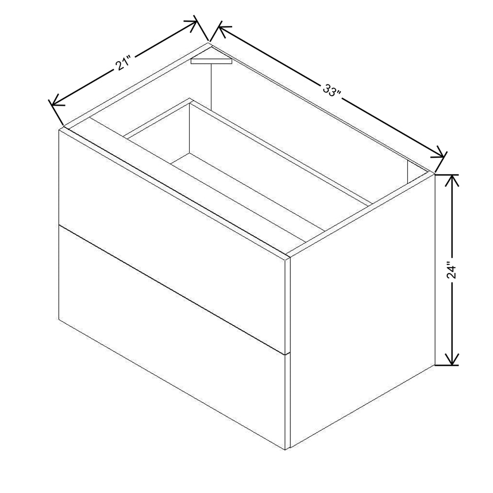 Modernform Cabinet Matte White 33" W X 24" H X 21" D Vanity Floating Drawers Cabinet